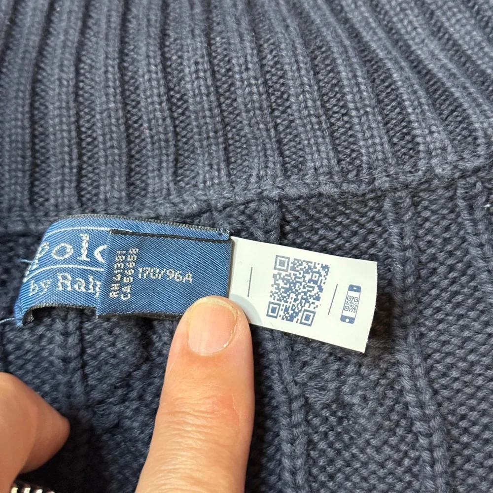 Ralph Lauren Dark Blue Cable-Knit Quarter Zip Sweater - Picture 4 of 11